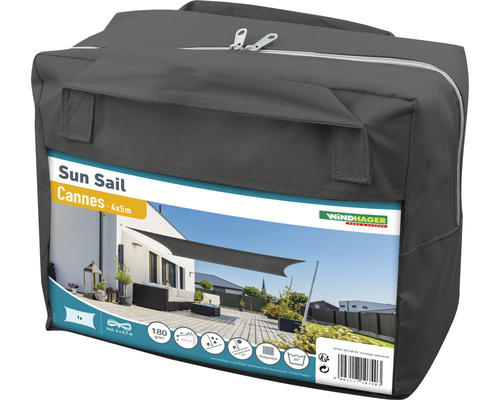 Verpakte rechthoekige Windhager zonnescherm Cannes 4x5 meter