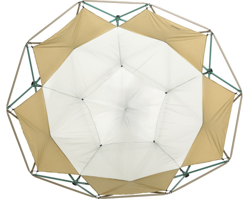 Bovenaanzicht van een tuinpaviljoen met frame