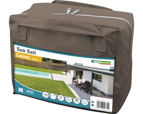 Verpakte Windhager zonnescherm Cannes 5x5 meter
