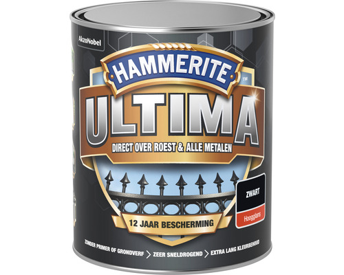 HAMMERITE Ultima hoogglans metaallak zwart 750 ml