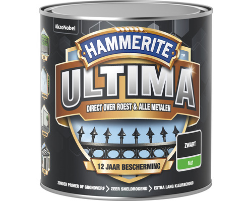 HAMMERITE Ultima mat metaallak zwart 250 ml HAMMERITE Ultima mat metaallak zwart 250 ml