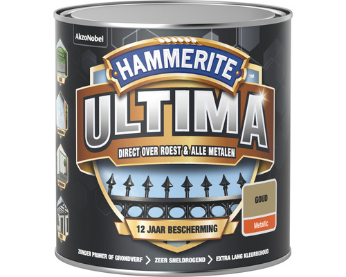 HAMMERITE Ultima metallic metaallak goud 250 ml Hammerite Ultima lakverf, goud metallic, voor metalen