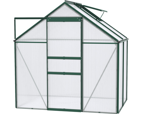 Kas met open deur en dakraam