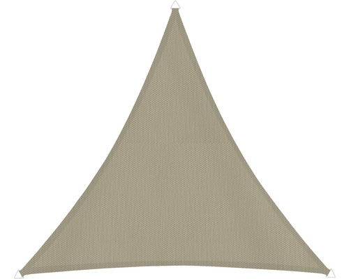 Driehoekig zonnescherm van stof met bevestigingsogen in de hoeken