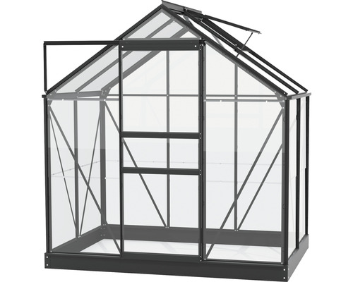 Serre met open deur en dakraam