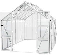 Tuinkas met openstaande deuren en raam voor de tuin