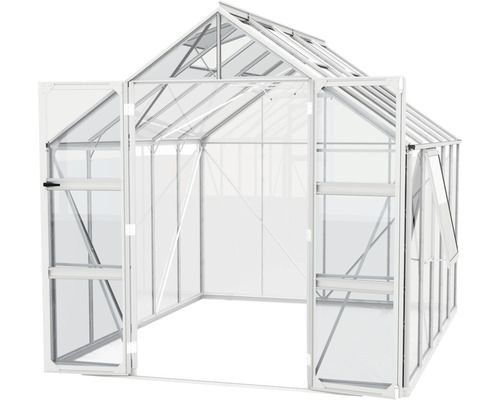 Kas met open deur en raam