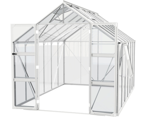 Kas met open deuren en ramen.