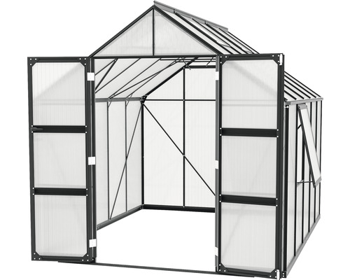 Kas met open deuren en raam