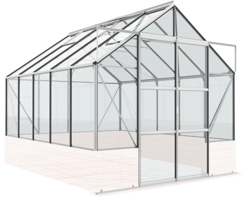 Kas met aluminium frame en glazen panelen