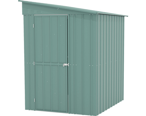 Metalen tuinhuis met lessenaarsdak en deur