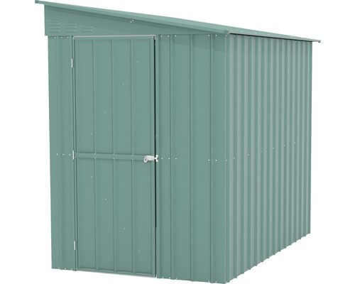 Metalen tuinhuis met lessenaarsdak en één deur