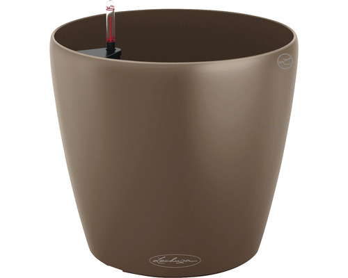LECHUZA All-in-One Set Bloempot Color Classico Kunststof bruin Ø 19 cm H 17 cm Bruine bloempot met waterniveau-indicator
