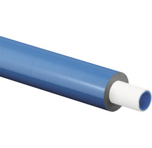 Geïsoleerde buis met blauwe mantel