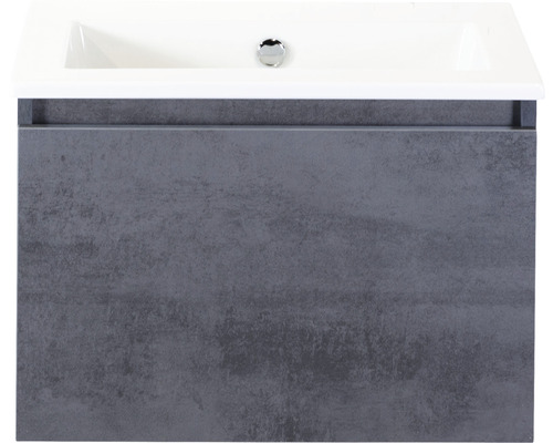 Badkamermeubel Frozen 60 cm keramische wastafel zonder kraangat beton antraciet