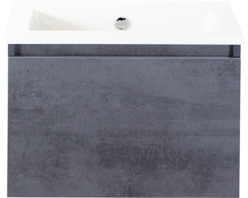 SANOX Badkamermeubelset Frozen met wastafel 61 cm beton antraciet Wastafelonderkast met witte wasbak