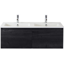 SANOX Badkamermeubelset Frozen met dubbele wastafel met twee kraangaten 121 cm black oak