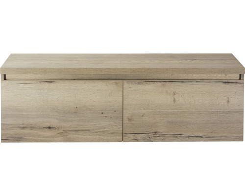 SANOX Badkamermeubelset Frozen met wastafelblad 43,6x140x45 cm natuur eiken Wastafelonderkast met twee deuren