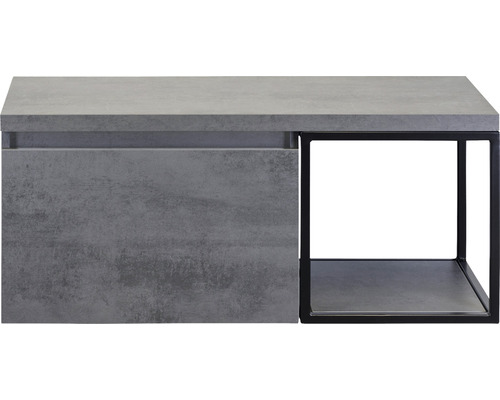 Badkamermeubel Frozen 100 cm zwart frame incl. bovenblad beton antraciet