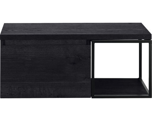 Badkamermeubel Frozen 100 cm zwart frame incl. bovenblad black oak
