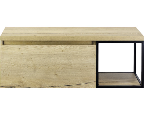 SANOX Badkamermeubelset Frozen met wastafelblad 43,6x120x45 cm natuur eiken Nachtkastje met lade en open plank
