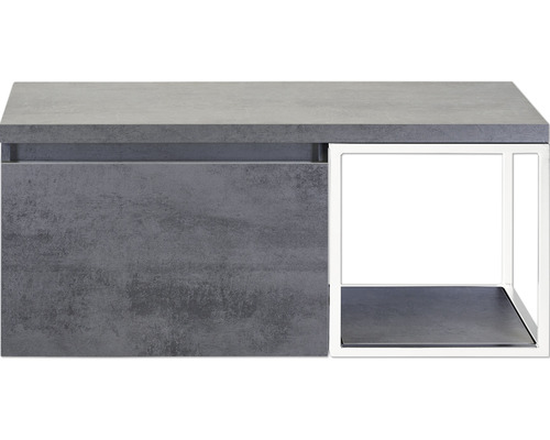 Badkamermeubel Frozen 100 cm wit frame incl. bovenblad beton antraciet