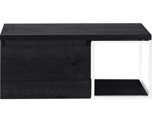 Badkamermeubel Frozen 100 cm wit frame incl. bovenblad black oak