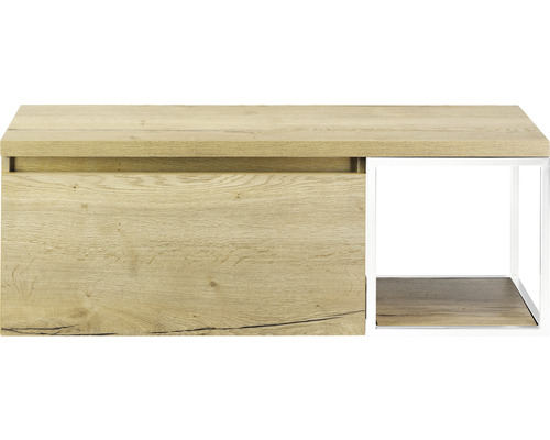 SANOX Badkamermeubelset Frozen met wastafelblad 43,6x120x45 cm natuur eiken Onderkast met een lade en een open vak
