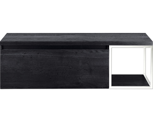 SANOX Badkamermeubelset Frozen met wastafelblad 43,6x140x45 cm black oak Wastafelonderkast met lade en plank