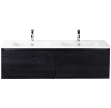 SANOX Badkamermeubelset Frozen met wastafel met twee kraangaten 141 cm black oak