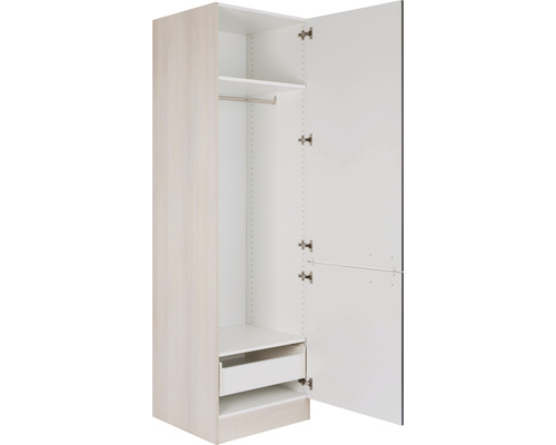 Open kledingkast met plank, kledingroede en lade