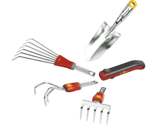 Tuingereedschapsset met hark, schep, cultivator en mes