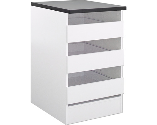 Onderkast met laden en zwart afdekblad