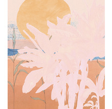 Illustratie van een kustlandschap met planten en zon