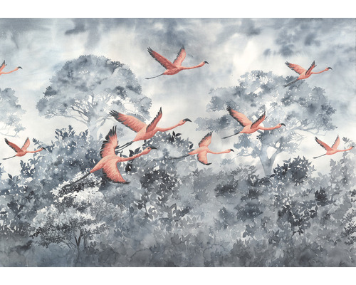 KOMAR Fotobehang vlies INX8-053 Ink Flamingos in the Sky 400x280 cm