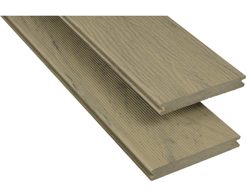 KONSTA WPC deel zand 20x145 mm, lengte 3 m Terrasplanken van hout-polymeercomposiet met geribbeld oppervlak