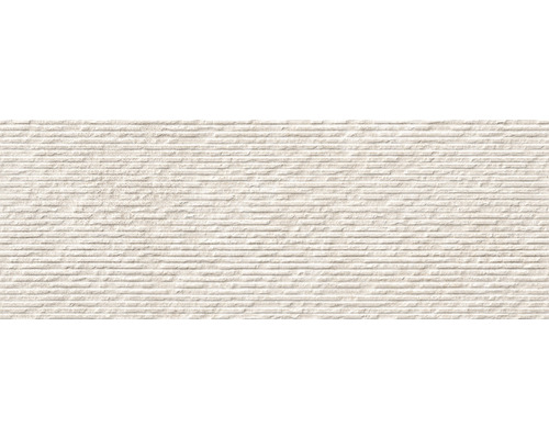 Decoratietegel Grunge beige 30x90 cm gerectificeerd Decoratieve wandtegel met horizontaal ribbelpatroon.