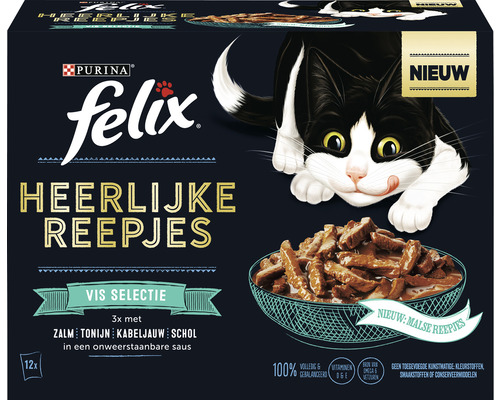 FELIX Kattenvoer heerlijke reepjes vis selectie 12 x 80 gr Felix kattenvoeding vis selectie in multipack