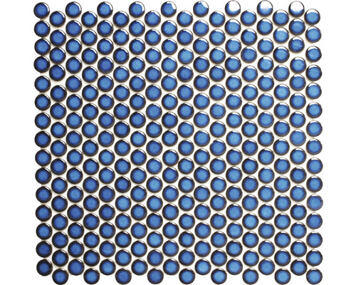 Mozaïektegel keramisch Knopf 451N blauw 32x30,5 cm Mozaïektegel met ronde, glanzende stenen
