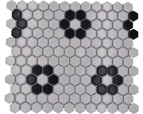 Mozaïektegel keramisch HX 035 wit/zwart 26x30 cm