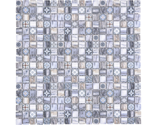Mozaïektegel glas XCM RW49 grijs/blauw 30x30 cm Mozaïektegel met vierkante elementen en diverse patronen