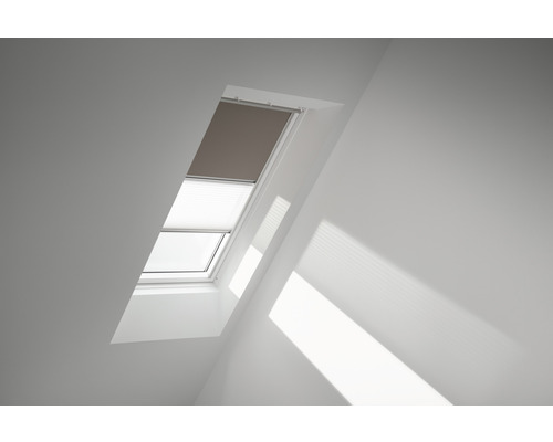 VELUX Verduisterend rolgordijn plus plissé handbediend DFD C02 4574S warm grijs