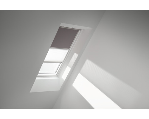 VELUX Verduisterend rolgordijn plus plissé handbediend DFD C02 4577S taupe