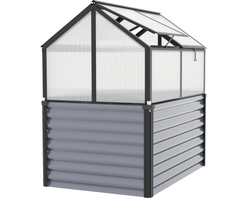 Verhoogde tuinkas met aluminium frame en polycarbonaat platen