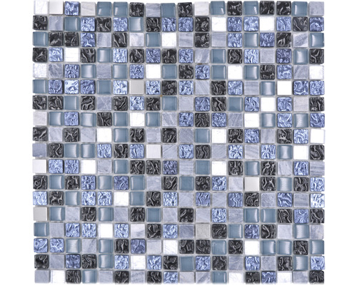 Mozaïektegel glas XCM M670 blauw/grijs 30x30 cm