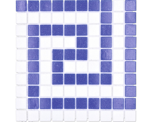 Mozaïektegel glas GM BO 16P blauw/wit 21,7x21,7 cm Mozaïektegel met vierkantjes in twee tinten
