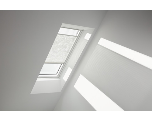 VELUX Plissé lichtdoorlatend handbediend FHL C02 1256SWL bloemen classic white Dakvenster met plissé voor verduistering