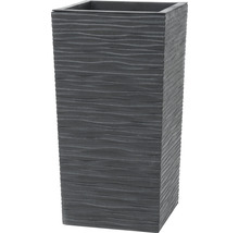 Hoge, grijze plantenbak met gegolfde structuur