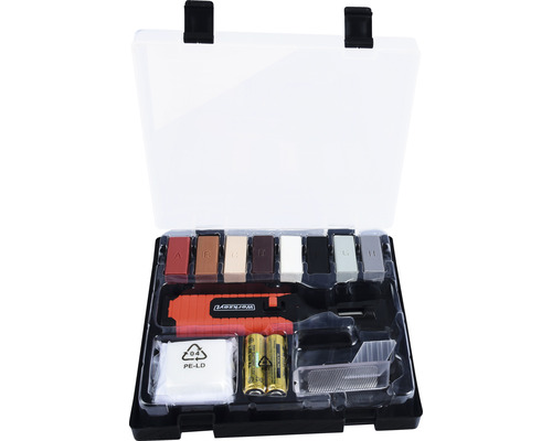 Gereedschapskoffer met waskit, reparatiepen en batterijen