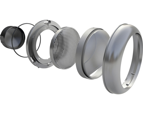 Explosietekening van een ronde inbouwspotbehuizing